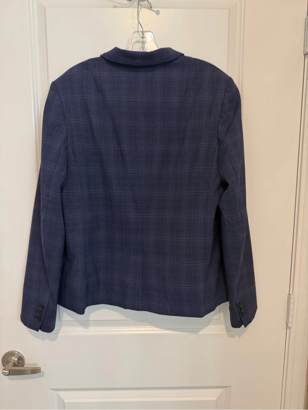Banana Republic Navy Plaid Blazer Women’s Size 16 Career Office Stretch Jacket